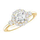 Round Cut Moissanite Halo Engagement Ring with Certificate D-VS1 - Rosec Jewels
