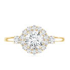 Round Cut Moissanite Halo Engagement Ring with Certificate D-VS1 - Rosec Jewels
