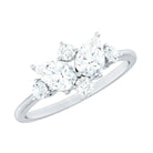 Pear and Round Moissanite Cluster Promise Ring D-VS1 - Rosec Jewels