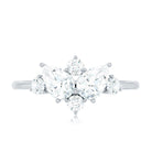Pear and Round Moissanite Cluster Promise Ring D-VS1 - Rosec Jewels