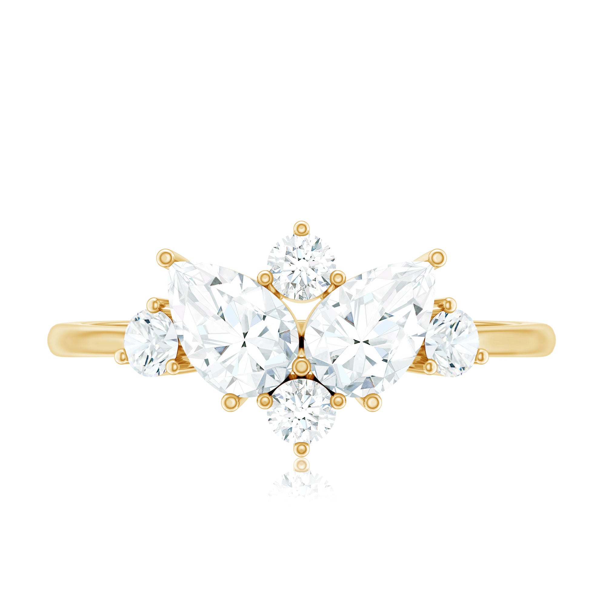 Pear and Round Moissanite Cluster Promise Ring D-VS1 - Rosec Jewels
