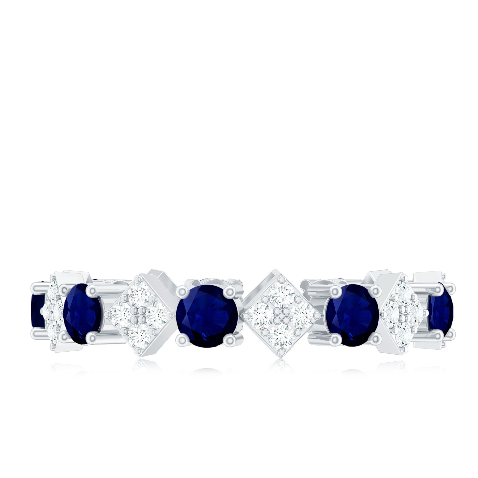 Rosec Jewels-2 CT Natural Blue Sapphire and Diamond Eternity Band Ring