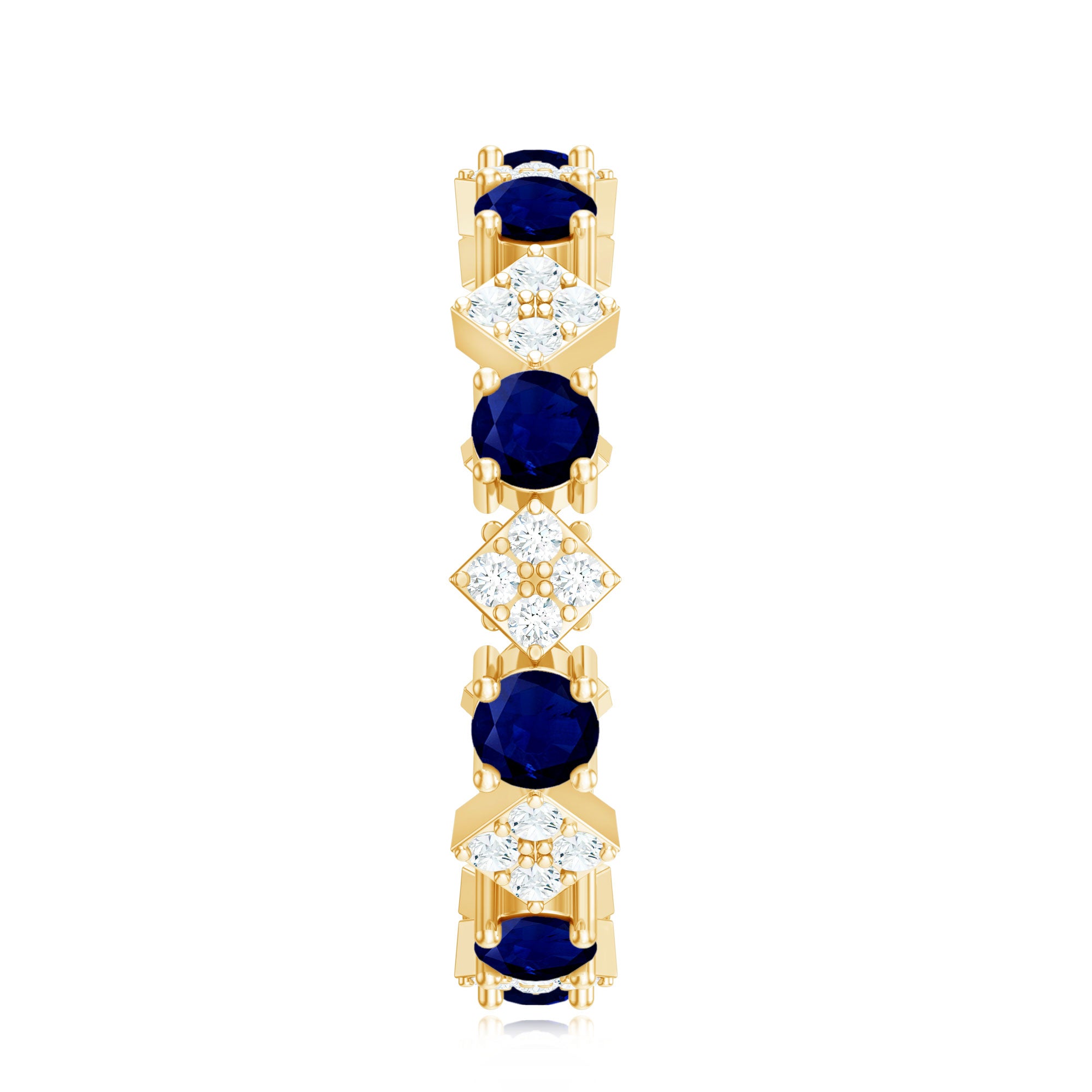 Rosec Jewels-2 CT Natural Blue Sapphire and Diamond Eternity Band Ring