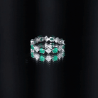 Genuine Emerald and Diamond Eternity Wedding Band AAA - Rosec Jewels
