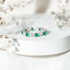 Genuine Emerald and Diamond Eternity Wedding Band AAA - Rosec Jewels