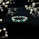 Genuine Emerald and Diamond Eternity Wedding Band AAA - Rosec Jewels