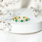 Genuine Emerald and Diamond Eternity Wedding Band AAA - Rosec Jewels
