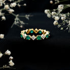 Genuine Emerald and Diamond Eternity Wedding Band AAA - Rosec Jewels