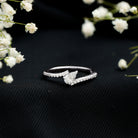 Certified Natural Diamond Promise Ring with Bypass Shank Natural - ( HI-SI ) - Rosec Jewels