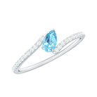 Real Aquamarine and Diamond Promise Ring in Bypass Shank AAA - Rosec Jewels