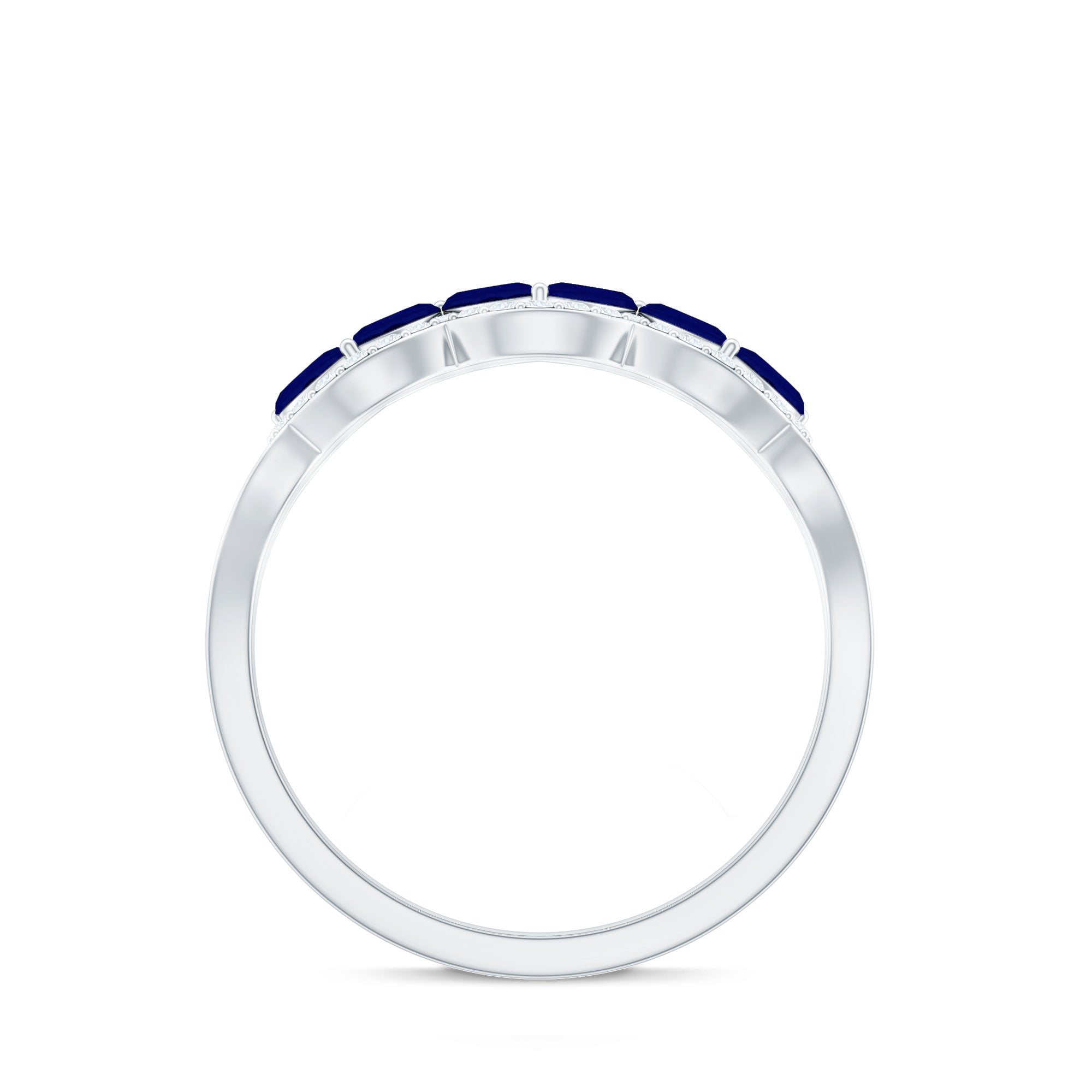 Certified Marquise Cut Blue Sapphire and Diamond Wedding Anniversary Band Ring AAA - Rosec Jewels