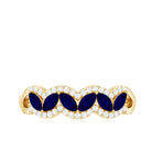 Certified Marquise Cut Blue Sapphire and Diamond Wedding Anniversary Band Ring AAA - Rosec Jewels