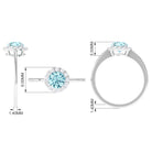 1 CT Aquamarine Engagement Ring with Diamond Floating Halo AAA - Rosec Jewels