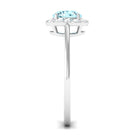 1 CT Aquamarine Engagement Ring with Diamond Floating Halo AAA - Rosec Jewels