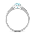 1 CT Aquamarine Engagement Ring with Diamond Floating Halo AAA - Rosec Jewels