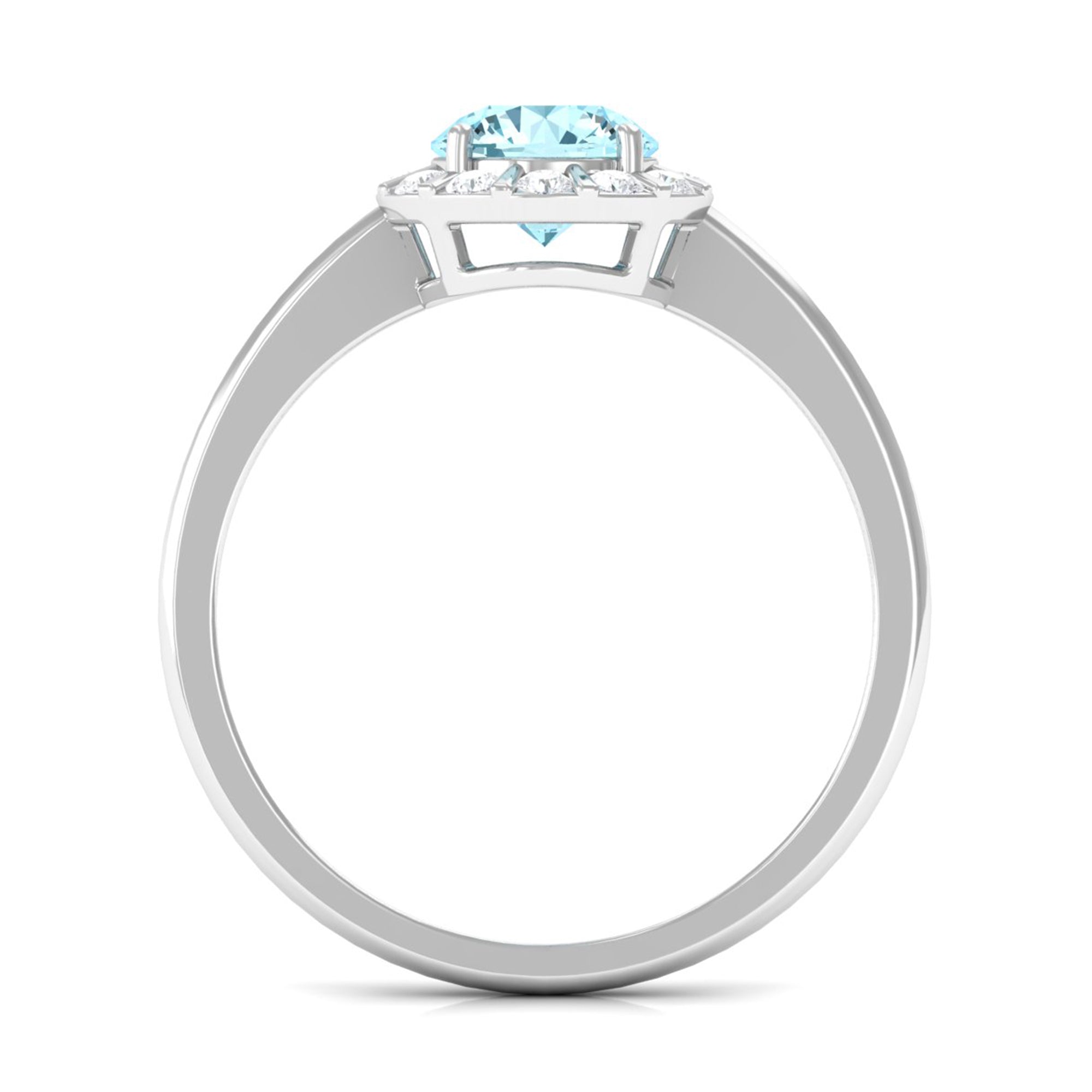 Rosec Jewels-1 CT Aquamarine Engagement Ring with Diamond Floating Halo