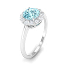 1 CT Aquamarine Engagement Ring with Diamond Floating Halo AAA - Rosec Jewels