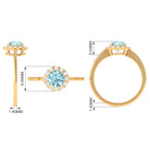 1 CT Aquamarine Engagement Ring with Diamond Floating Halo AAA - Rosec Jewels
