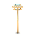 1 CT Aquamarine Engagement Ring with Diamond Floating Halo AAA - Rosec Jewels
