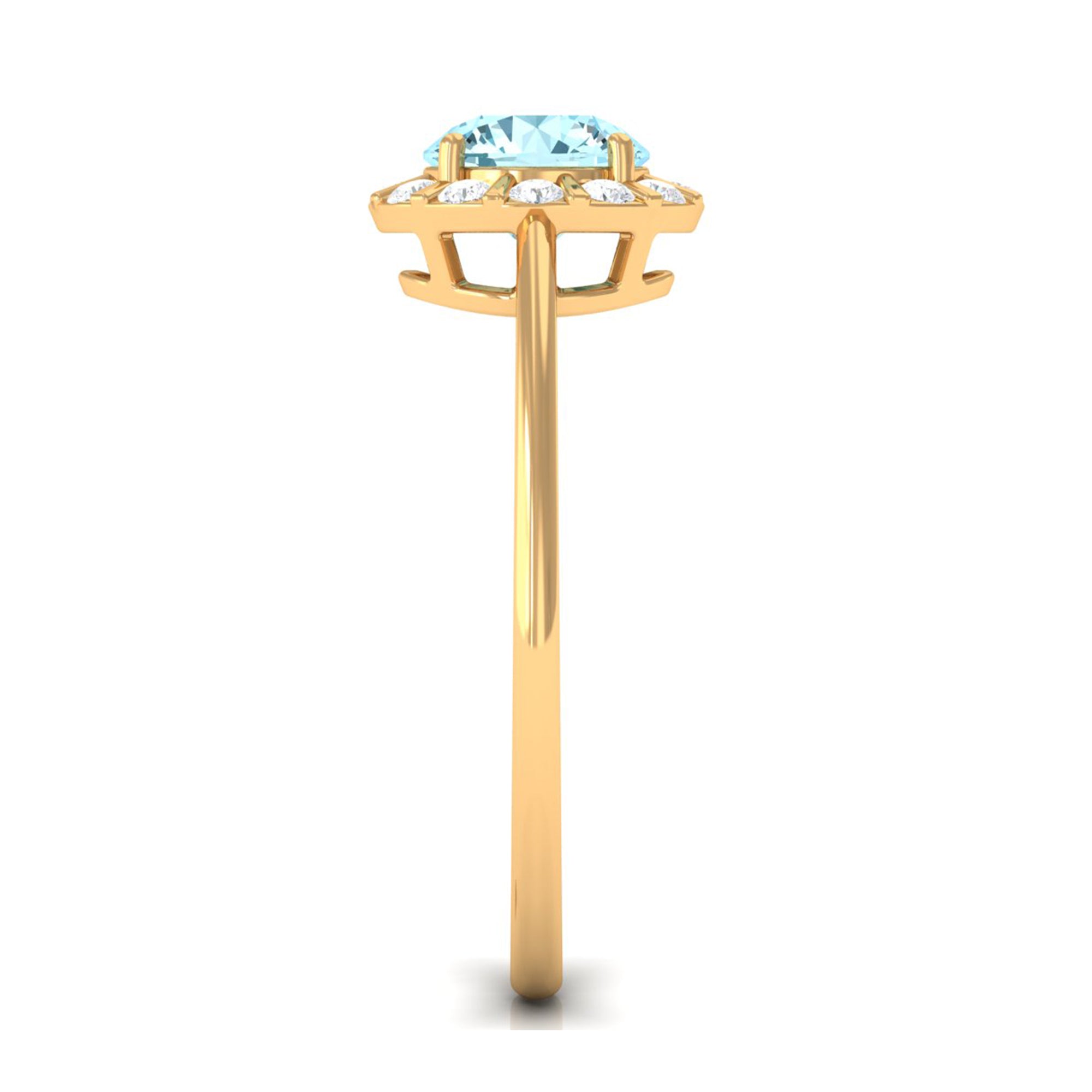 Rosec Jewels-1 CT Aquamarine Engagement Ring with Diamond Floating Halo