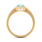 1 CT Aquamarine Engagement Ring with Diamond Floating Halo AAA - Rosec Jewels
