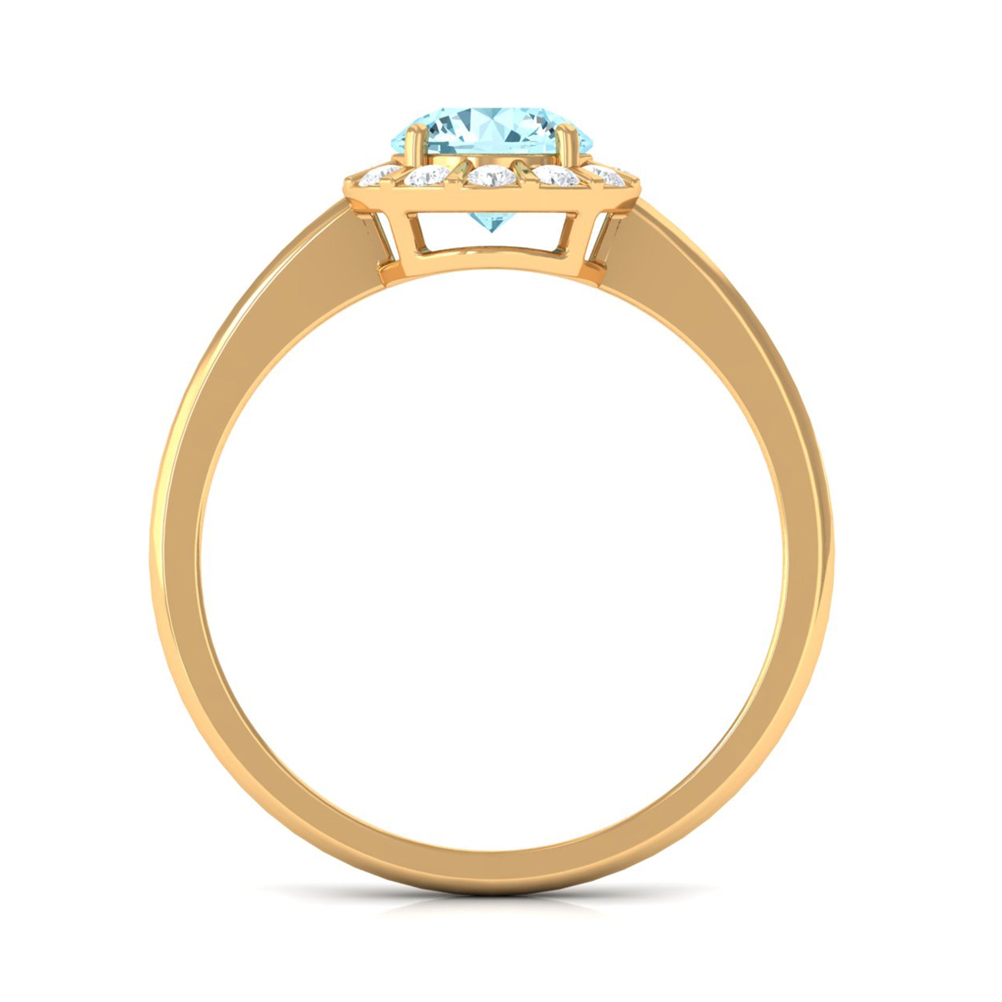 Rosec Jewels-1 CT Aquamarine Engagement Ring with Diamond Floating Halo