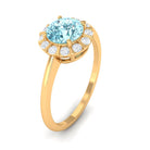 1 CT Aquamarine Engagement Ring with Diamond Floating Halo AAA - Rosec Jewels