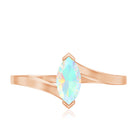 Natural Marquise Ethiopian Rainbow Opal Promise Ring with Bypass Shank AAA - Rosec Jewels