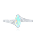 Natural Marquise Ethiopian Rainbow Opal Promise Ring with Bypass Shank AAA - Rosec Jewels