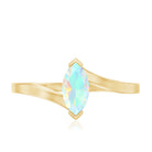 Natural Marquise Ethiopian Rainbow Opal Promise Ring with Bypass Shank AAA - Rosec Jewels