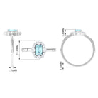 Octagon Aquamarine Engagement Ring with Diamond Halo AAA - Rosec Jewels
