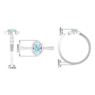 1 CT Aquamarine Engagement Ring with Diamond Halo AAA - Rosec Jewels