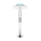 1 CT Aquamarine Engagement Ring with Diamond Halo AAA - Rosec Jewels