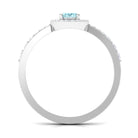 1 CT Aquamarine Engagement Ring with Diamond Halo AAA - Rosec Jewels