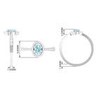 1 CT Aquamarine Engagement Ring with Diamond Halo AAA - Rosec Jewels