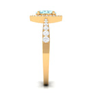 1 CT Aquamarine Engagement Ring with Diamond Halo AAA - Rosec Jewels