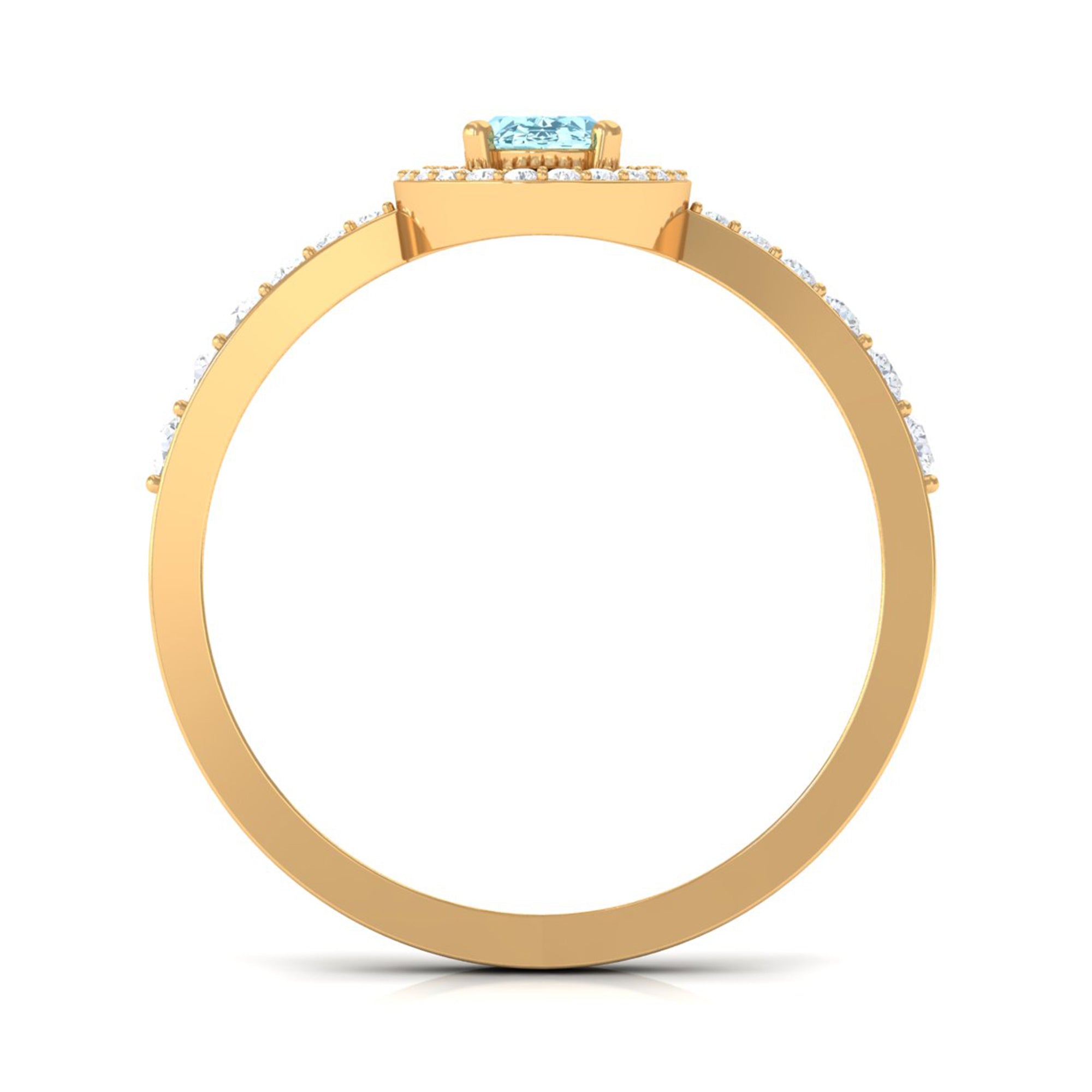 Rosec Jewels-1 CT Aquamarine Engagement Ring with Diamond Halo