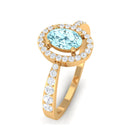 1 CT Aquamarine Engagement Ring with Diamond Halo AAA - Rosec Jewels
