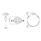 Criss Cross Zircon Cluster Engagement Ring AAAA - Rosec Jewels