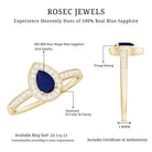 Genuine 0.5 Carat Blue Sapphire and Diamond Pear Halo Engagement Ring AAA - Rosec Jewels