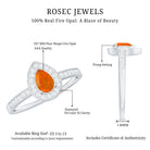 Classic Fire Opal Engagement Ring with Diamond Halo AAA - Rosec Jewels