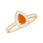 Classic Fire Opal Engagement Ring with Diamond Halo AAA - Rosec Jewels
