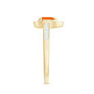 Classic Fire Opal Engagement Ring with Diamond Halo AAA - Rosec Jewels