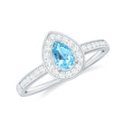 Rosec Jewels-Natural Pear Shape Aquamarine Teardrop Engagement Ring with Diamond Halo