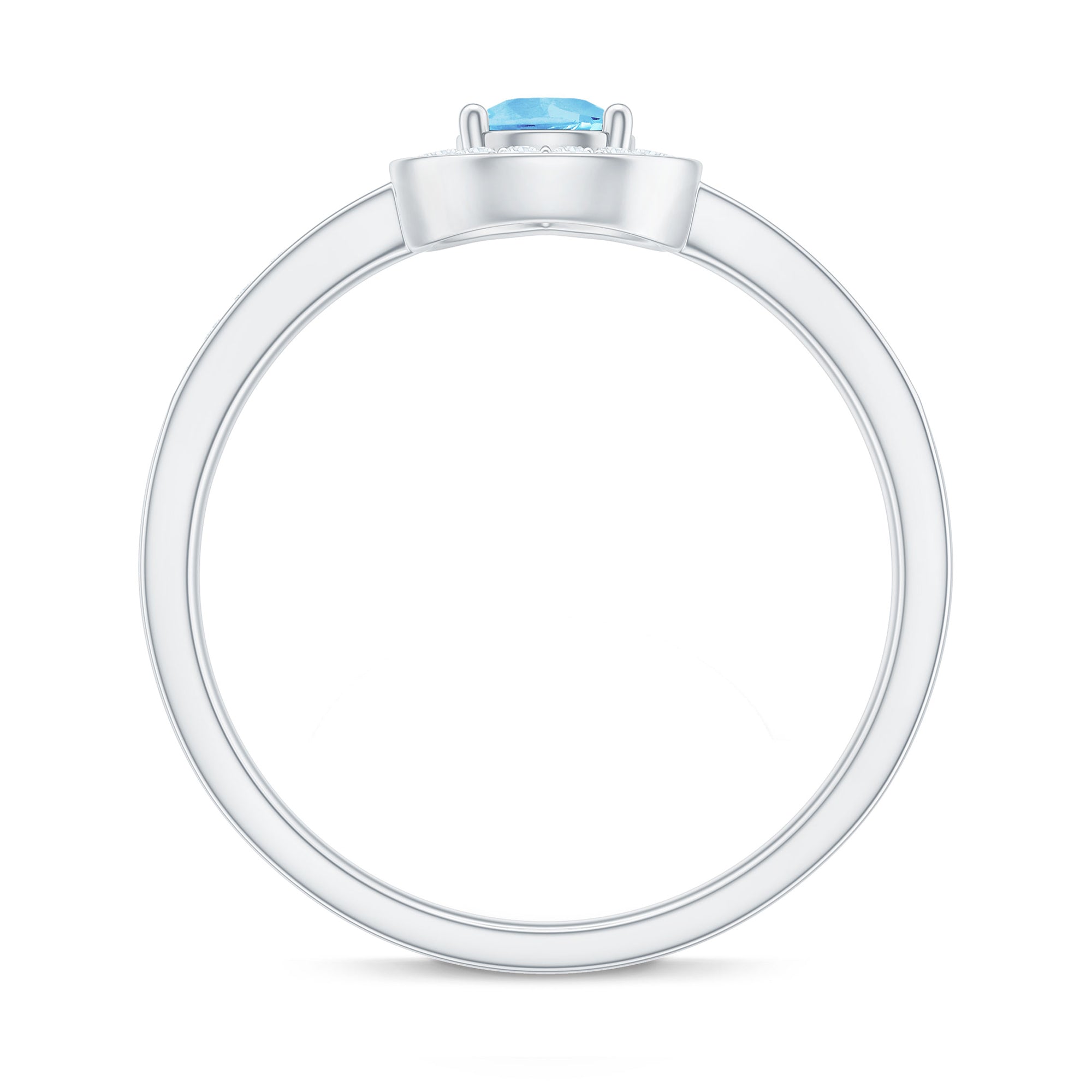 Rosec Jewels-Natural Pear Shape Aquamarine Teardrop Engagement Ring with Diamond Halo