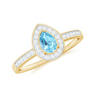 Rosec Jewels-Natural Pear Shape Aquamarine Teardrop Engagement Ring with Diamond Halo