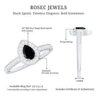Genuine Black Spinel Teardrop Engagement Ring with Diamond Halo AAA - Rosec Jewels