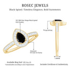 Genuine Black Spinel Teardrop Engagement Ring with Diamond Halo AAA - Rosec Jewels