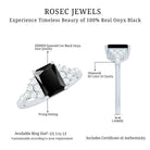 Certified 6X8MM Emerald Cut Black Onyx Engagement Ring with Diamonds AAA - Rosec Jewels