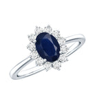 Rosec Jewels-Natural 1 Carat Blue Sapphire Princess Diana Inspired Engagement Ring with Diamonds